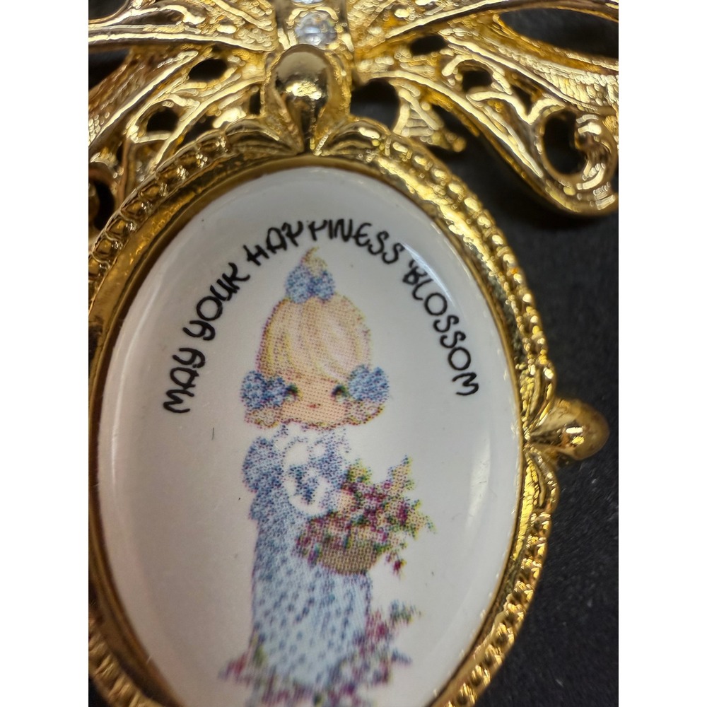 Vintage 1999 Avon Precious Moments May Your Happiness Blossom Pin Pendant Brooch - Picture 6 of 7